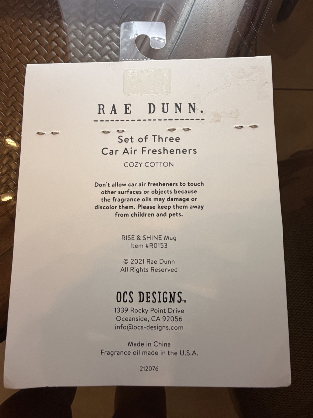 Rae Dunn Car Air Fresheners, Set of 2, Each with 3 See Pictures