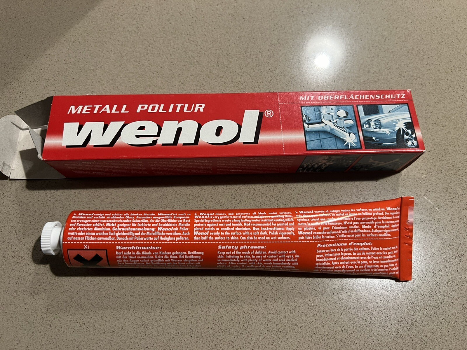 Wenol Metal Polish with Surface Protection, 100mL / 4oz Red Box