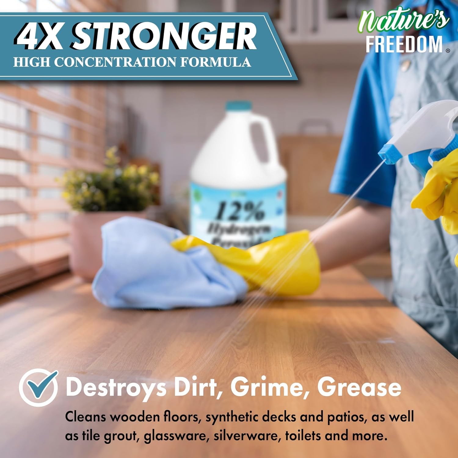 Freedom Hydrogen Peroxide 12%,4 Gallons, Purified Water and Food Grade H2O2 Only