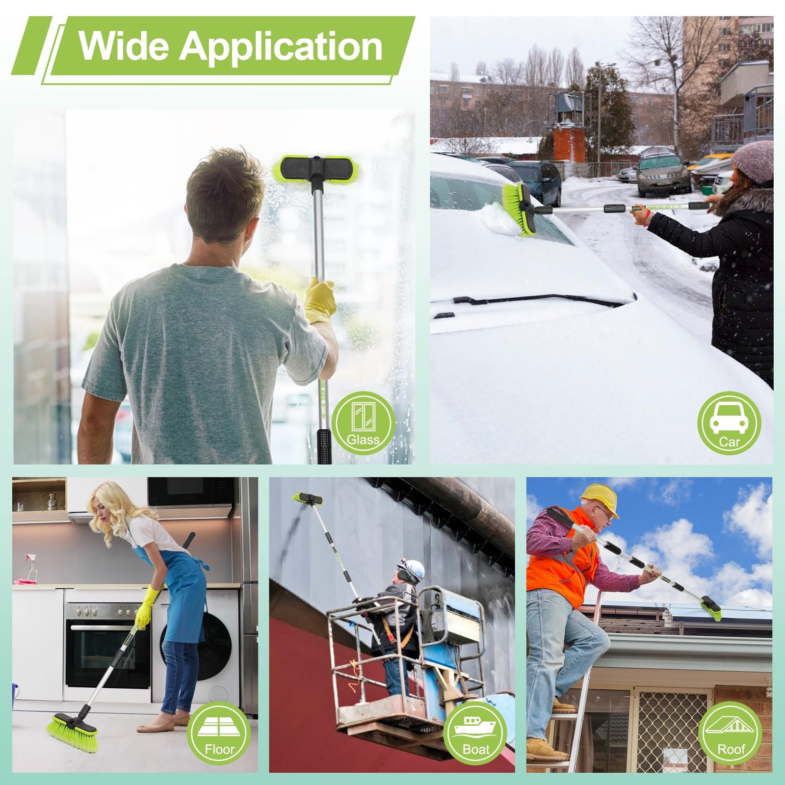 “65” Car Wash Brush with Extendable Handle for RV, Boat, Truck, and Solar