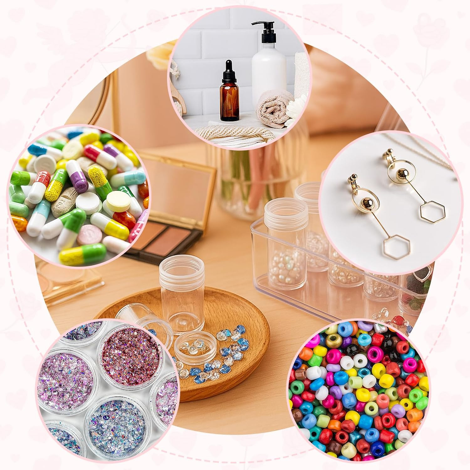 Embroidery Diamond Storage Box, 30PCS Big Clear Plastic Bead Containers with Sil