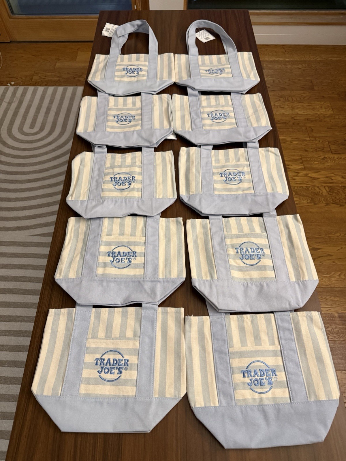 Trader Joe’s Mini Pastel Stripe Canvas Tote Bag Limited Edition Set Of 4 | US