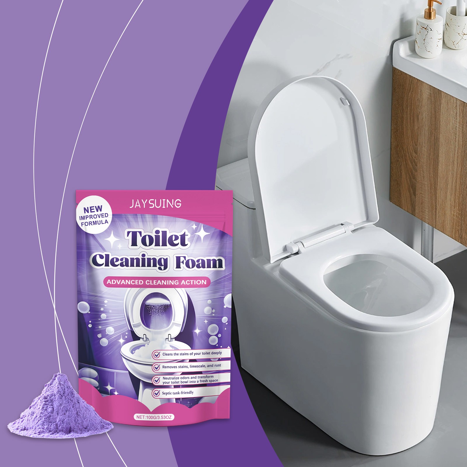 1~5 Bags Fizzclean Toilet Foam Cleaner, Toilet Cleaning Foam Insta-Action 100g