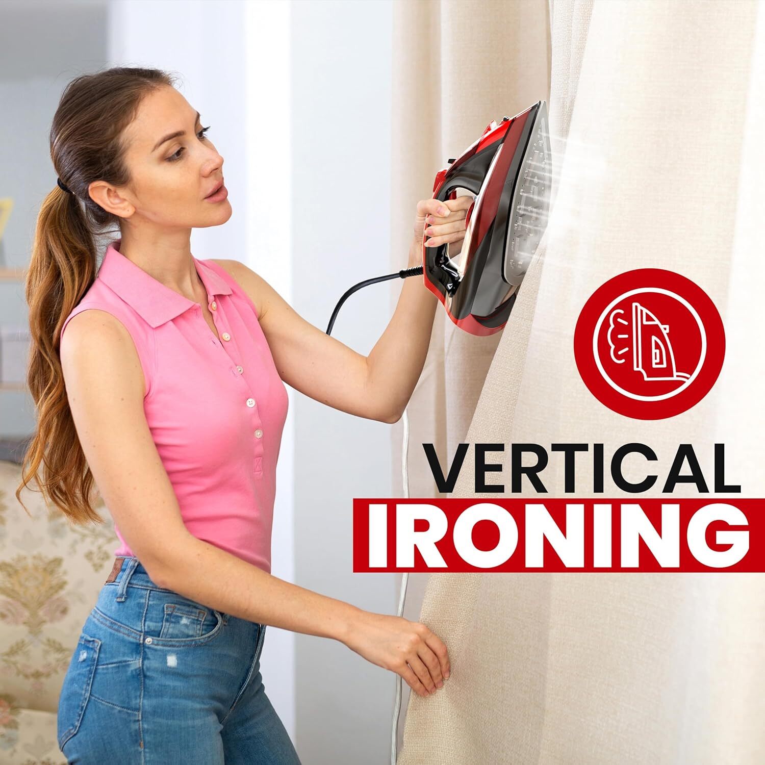 Steam Iron for Clothes – Non-Stick Soleplate – 1800W Clothes Iron