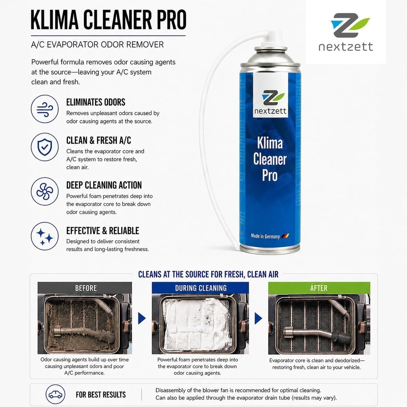 Klima Cleaner Pro 10 Fluid Ounces – Citrus Scent Odor Eliminator for AC Systems