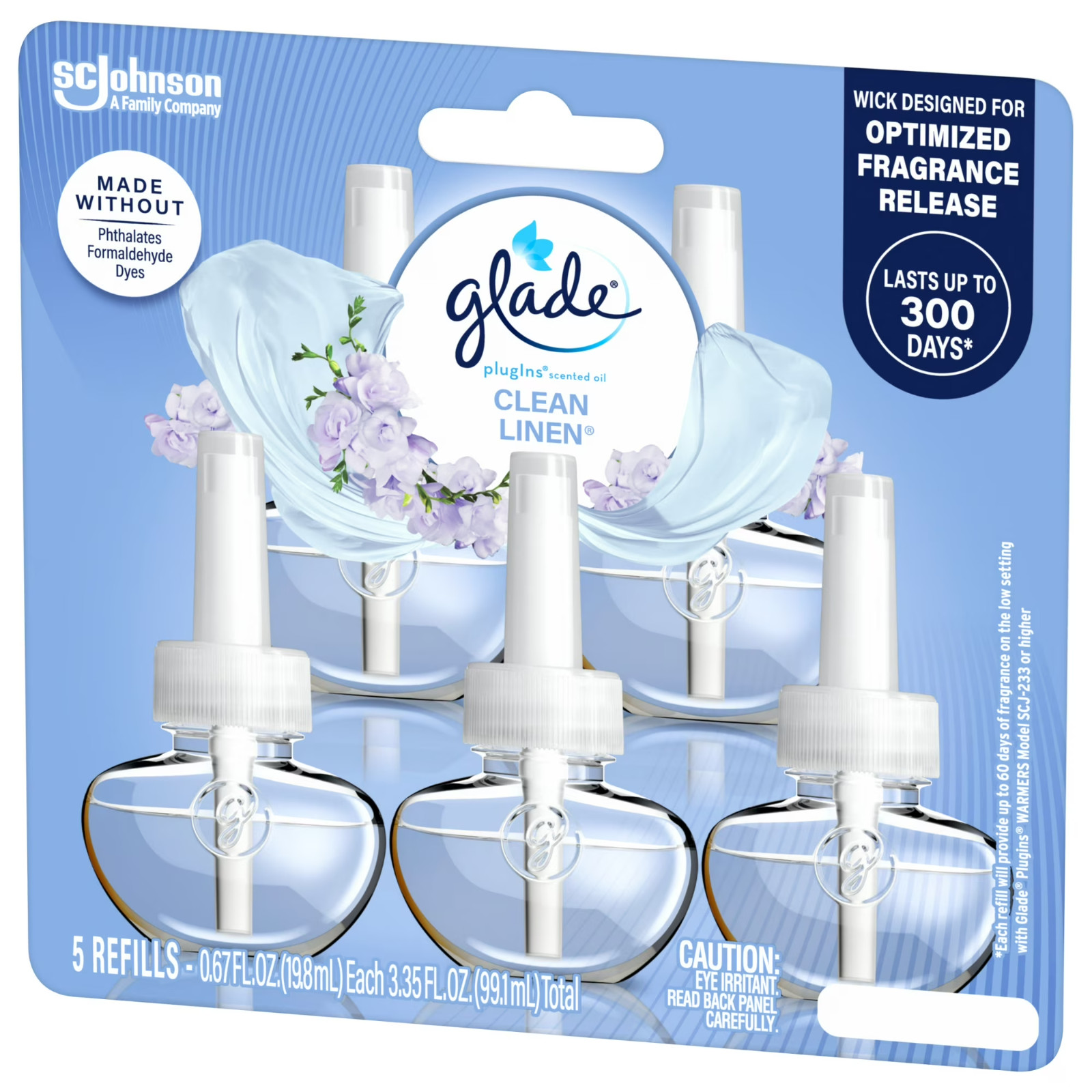 Glade PlugIns Scented Oil 5 Refills, Air Freshener, Clean Linen, Essential Oil I