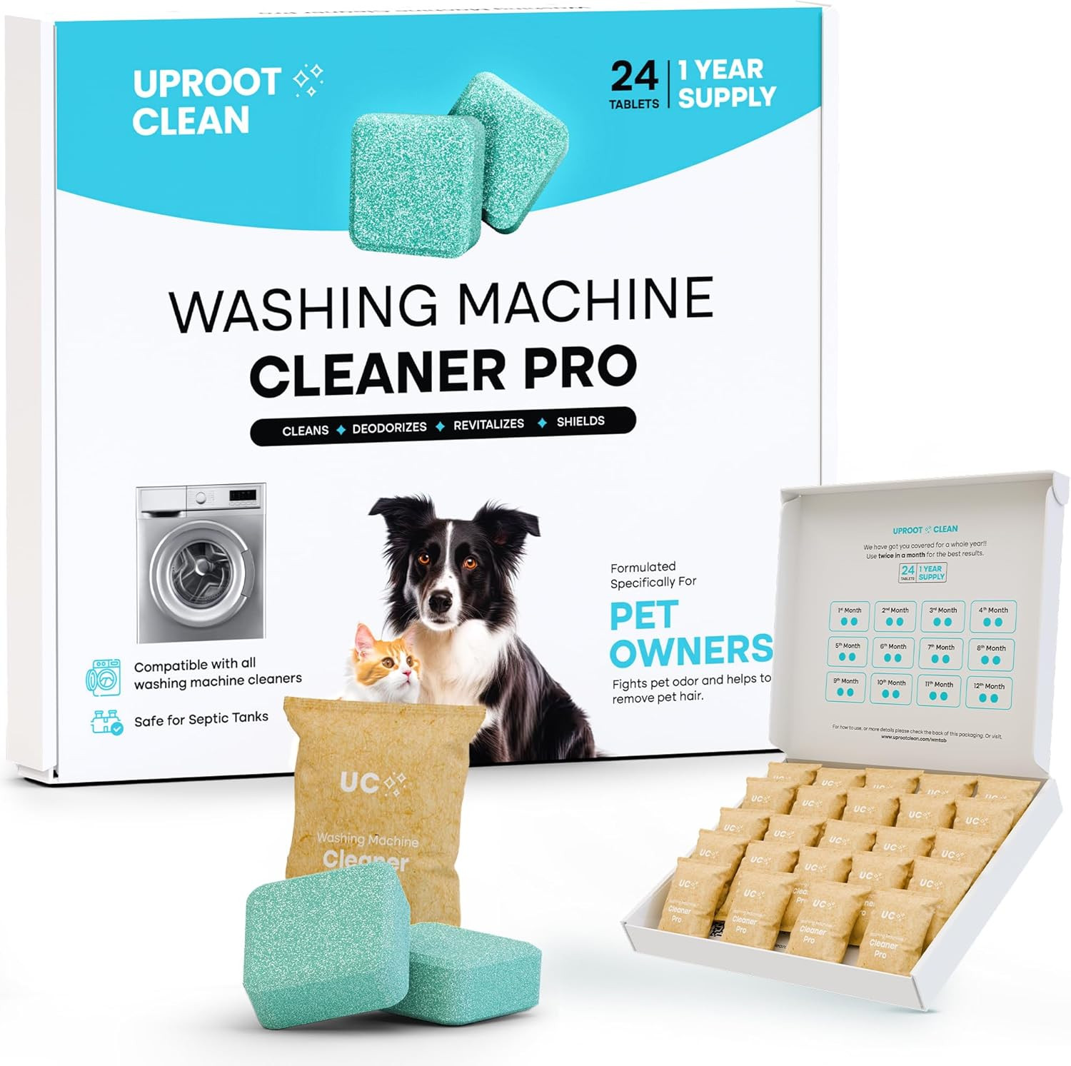 Washing Machine Cleaner Tablets – 24 Pack for a 12 Month Supply. Formulated for