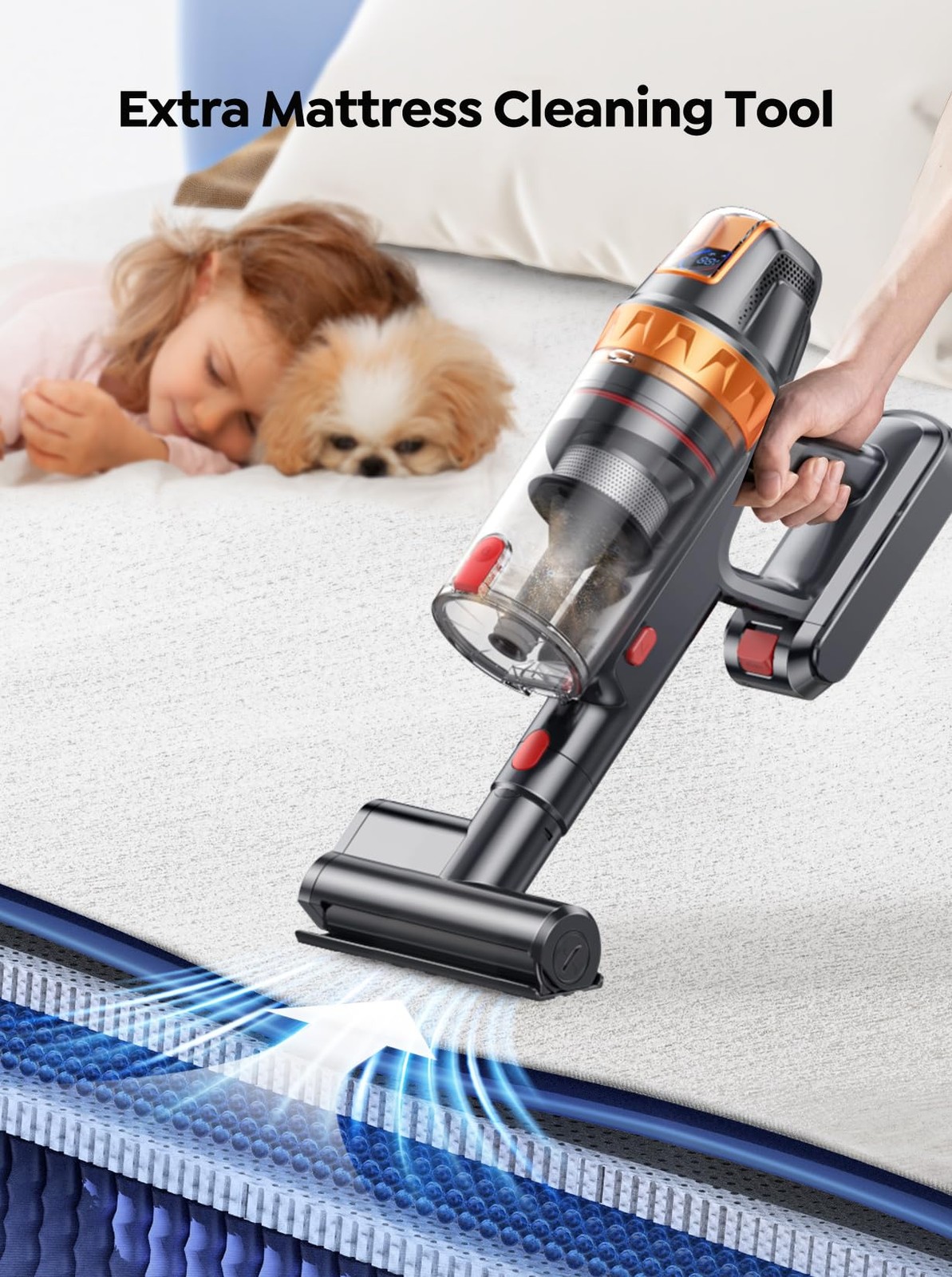 Cordless Vacuum Cleaner, 600W 45KPA 60Min with Extra Mattress Cleaning Tool, …