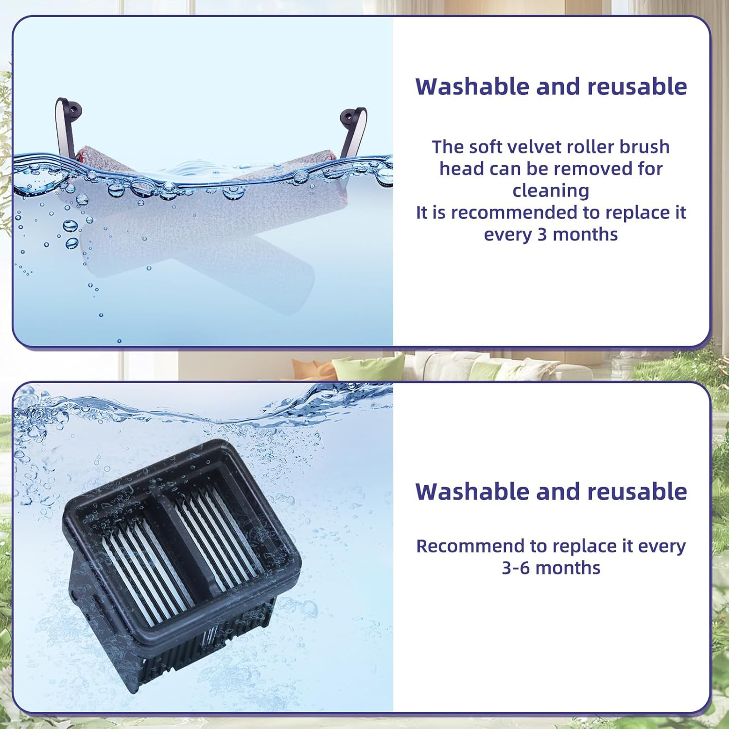 Brush Roller Filter for Dreame H12 Pro Dual G10 Cordless Wet Dry Vacuum Cleaner
