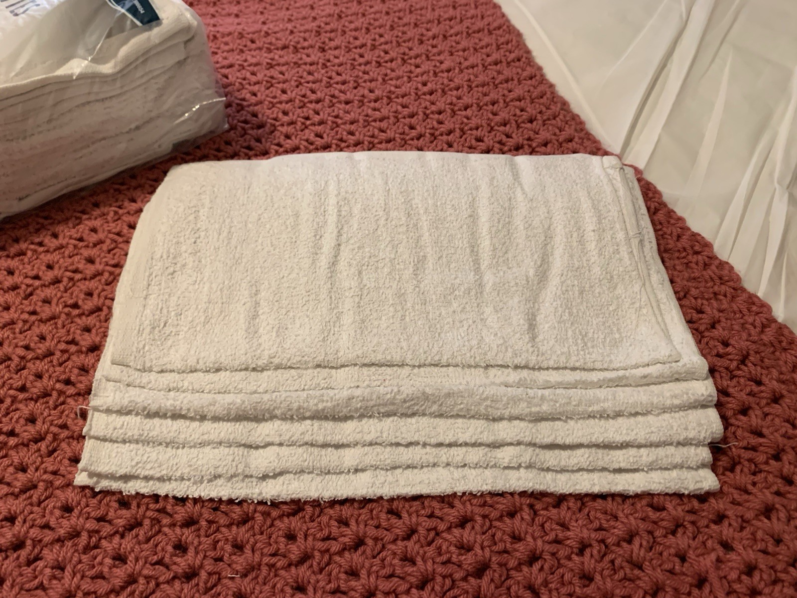 ❤️100% Cotton Shop Towels, White, 13 in x 17 in, 6 count Open Package