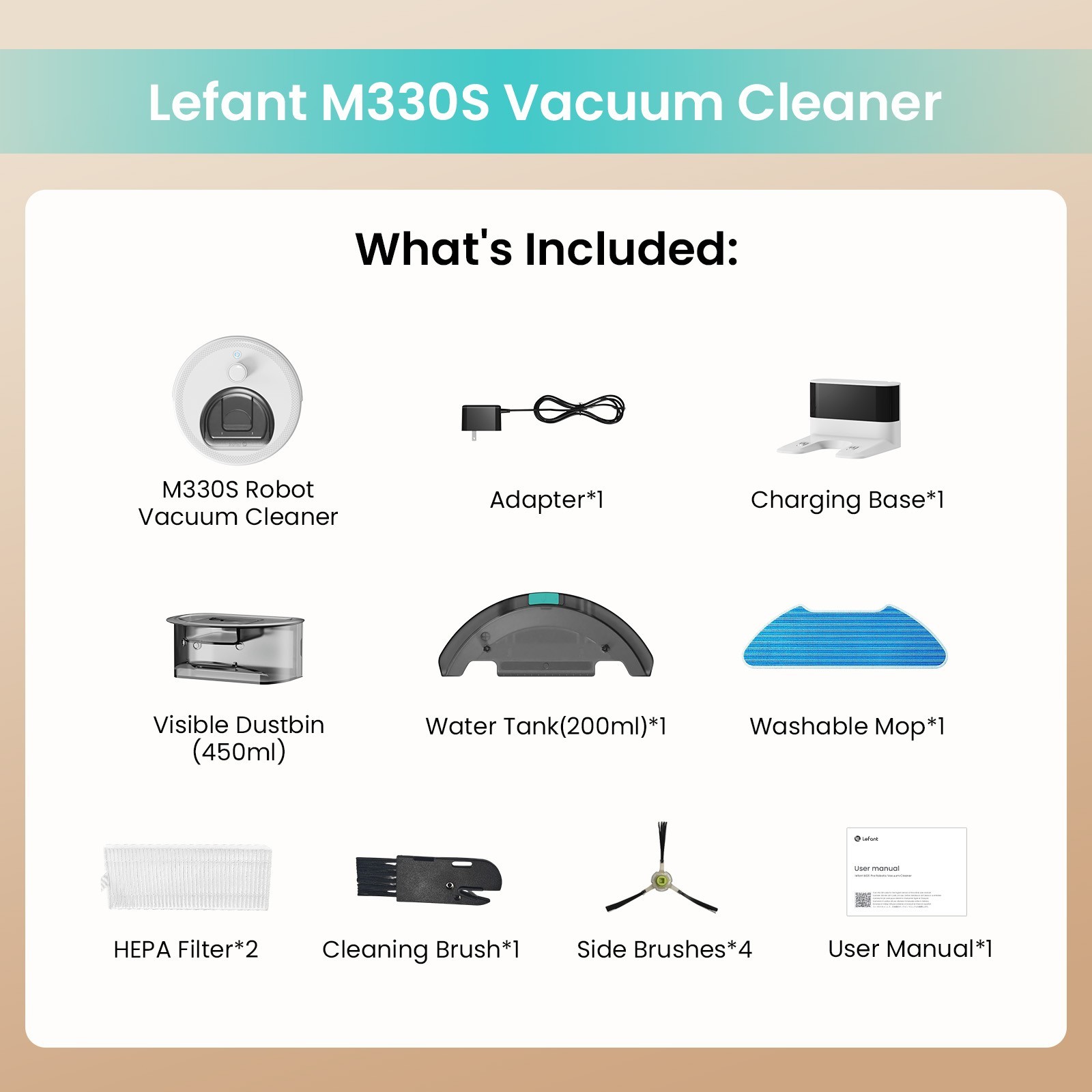Lefant M330S LiDAR Navigation Robot Vacuum and Mop 450ml Visible Dustbin White