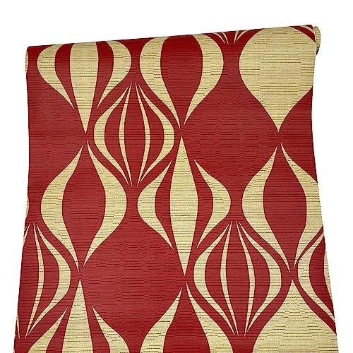 Yifely Red Geometric Design Furniture Paper Self-Adhesive Shelf Liner Dresser