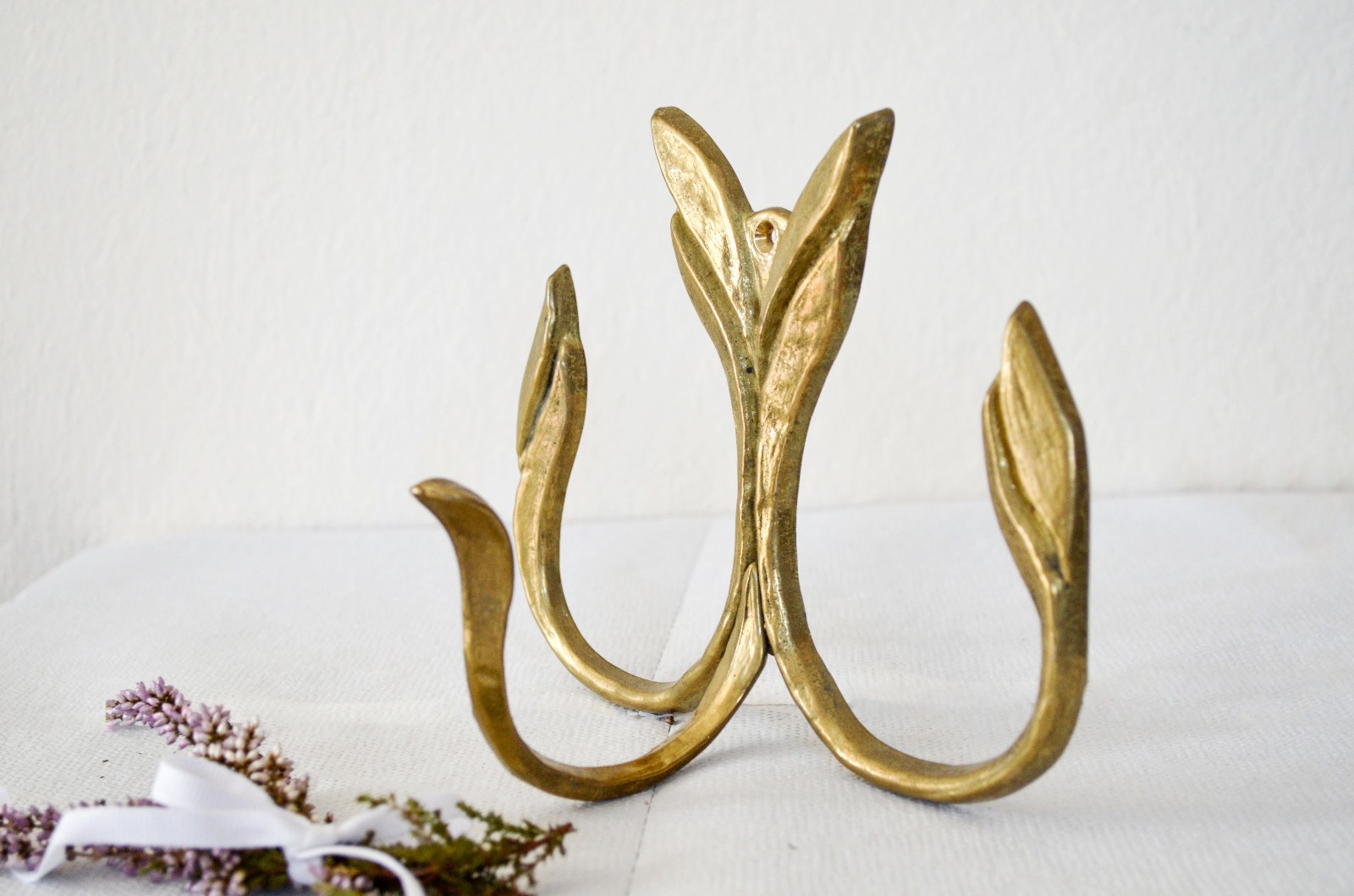 Gold Wall Hook Leaf Design Art Nouveau Decorative Hat Rack Brass Wall Decor
