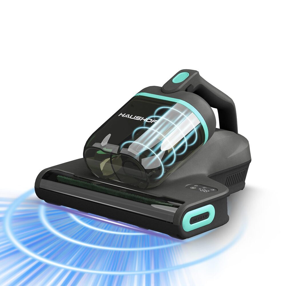 HAUSHOF 400W Mattress Vacuum Cleaner 15Kpa 275nm UV-C Light 140°F Heat Dual Cups