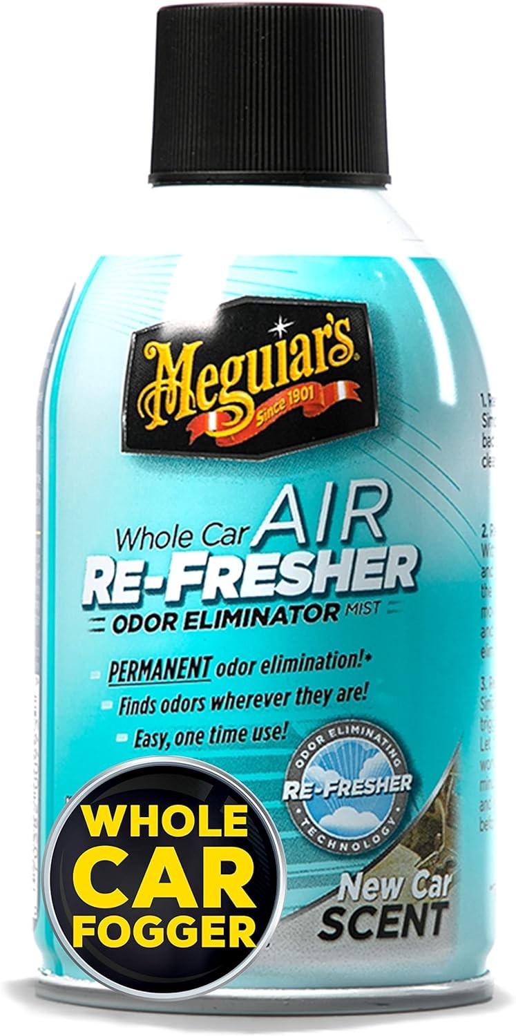 Meguiar’s Whole Car Air Re-Fresher Odor Eliminator Mist, New Car Scent, 6 Pack