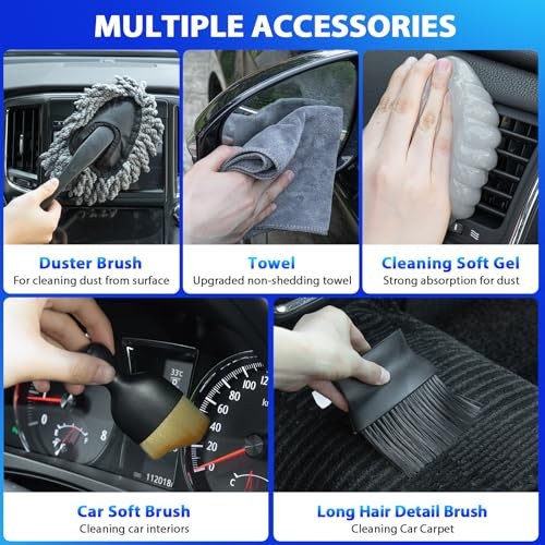 Car Cleaning Kit, Car Vacuum Kit, Gray Car Interior Detailing Kit Gray(20pcs)