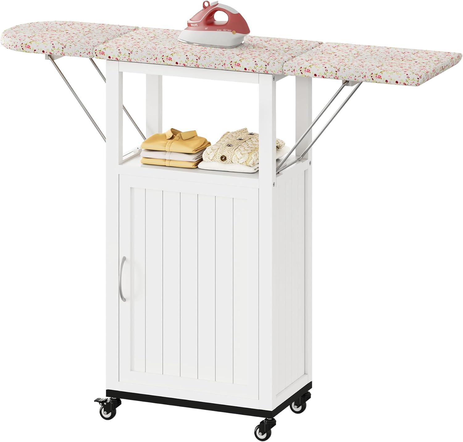 Rolling Ironing Board with Storage Cabinet, Folding Ironing Board | Small Ironin