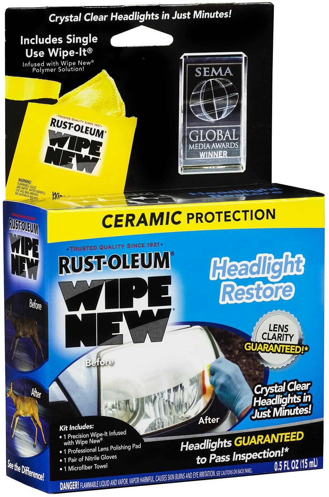 Rust-oleum Hdlcal Wipe New Headlight Restore, 0.5 Fl Oz