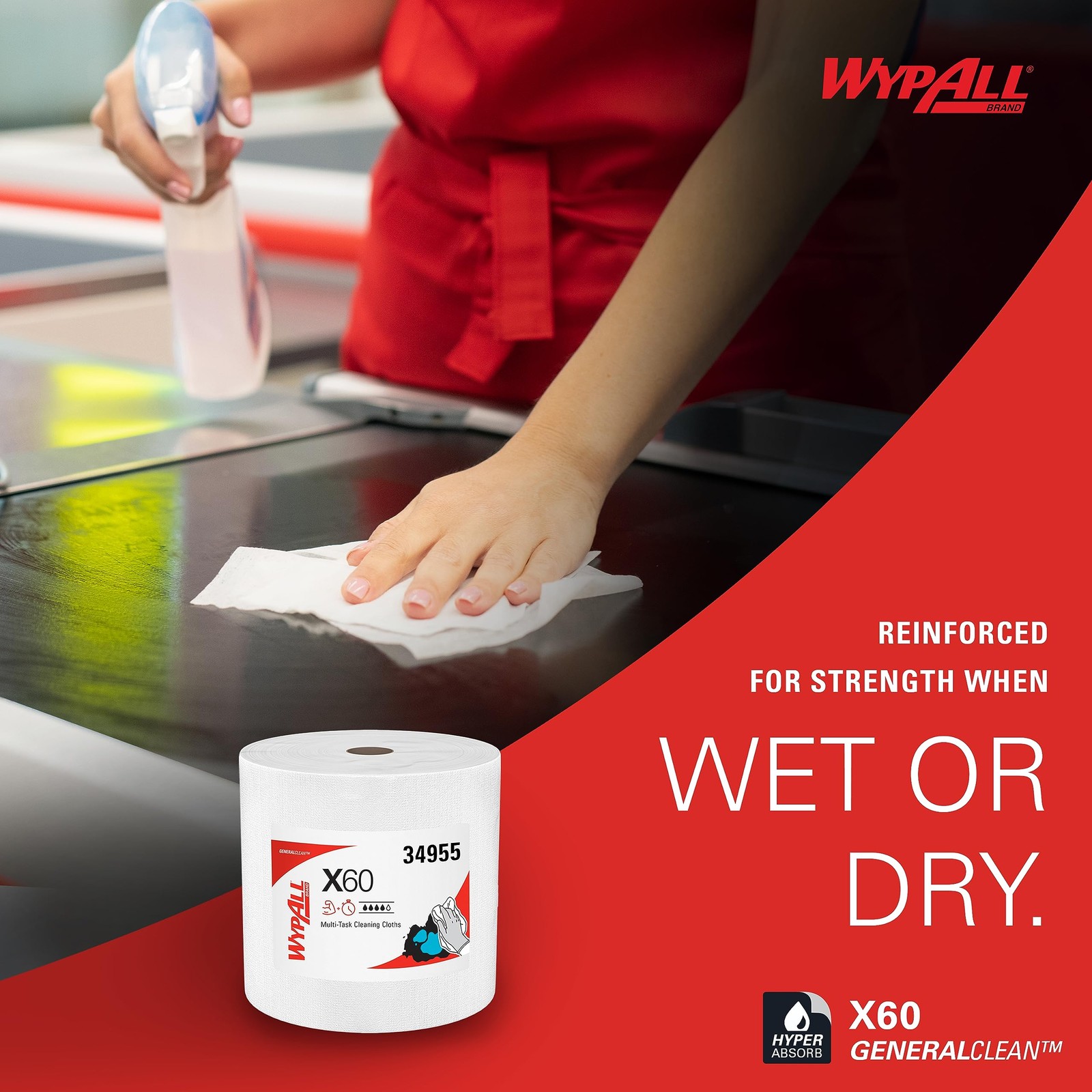 Wypall General Clean X60 Jumbo Roll Paper Towels 1100 Sheets Multi Task Cloths