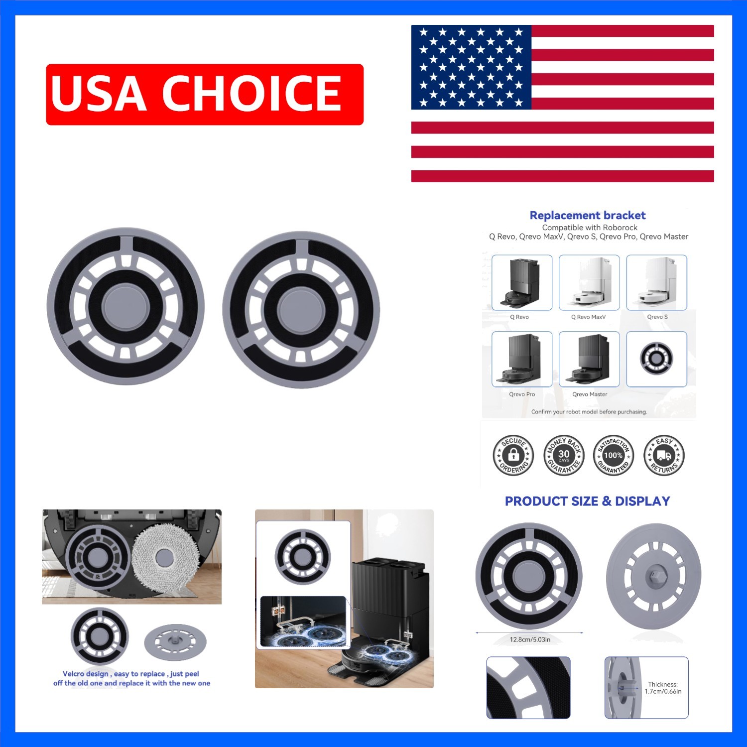 Mop Pad Plate Accessories for Roborock Q Revo, Qrevo MaxV, Qrevo S, Qrevo Pro…