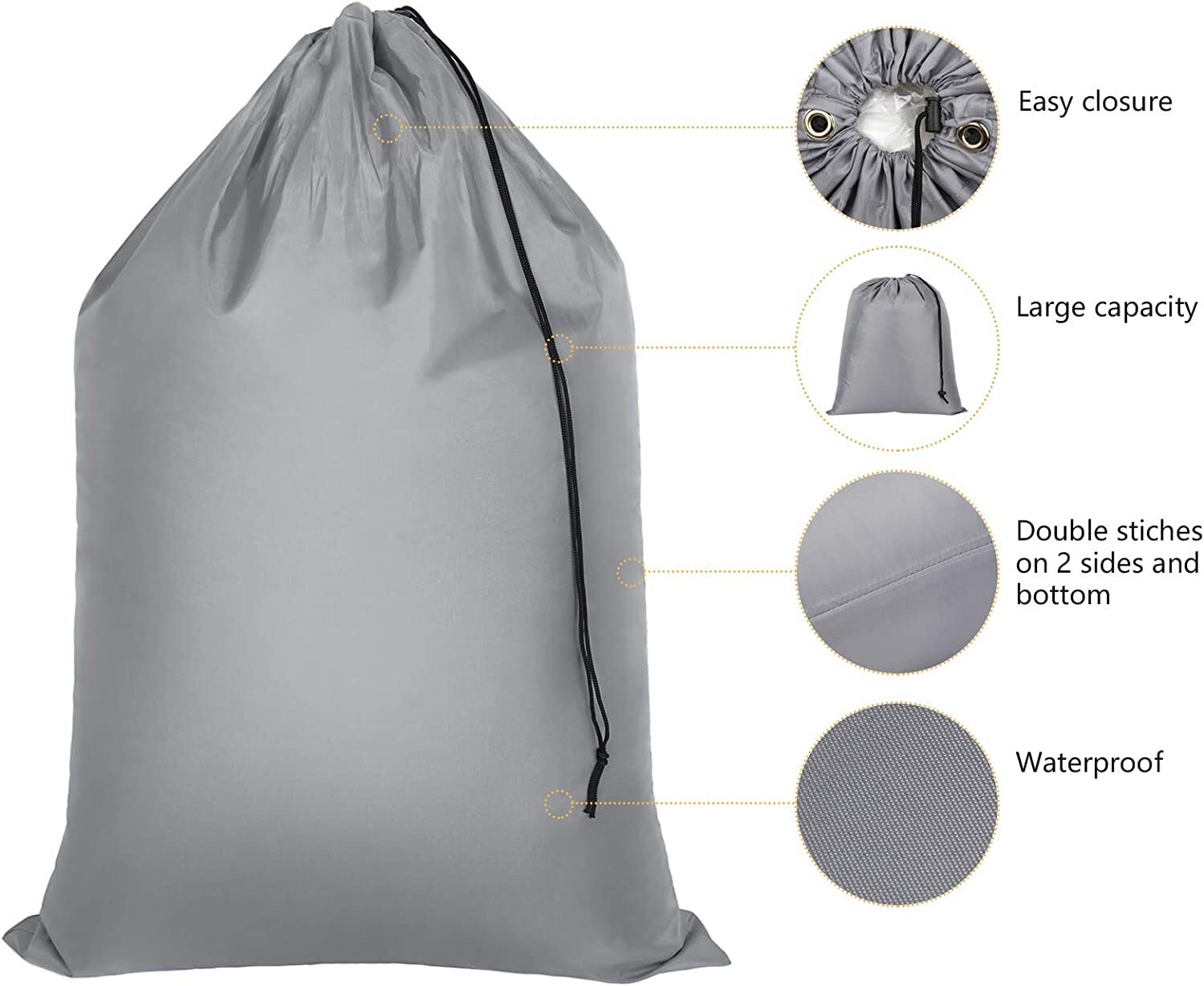 Laundry Bag Extra Large 30″X40″Washable Jumbo Heavy Duty Locking Drawstring