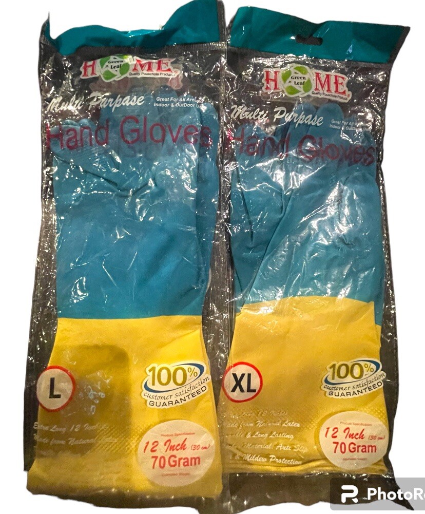 2~Pairs Multipurpose Gloves Home Green Size L /XL (100% Satisfaction Guaranteed)