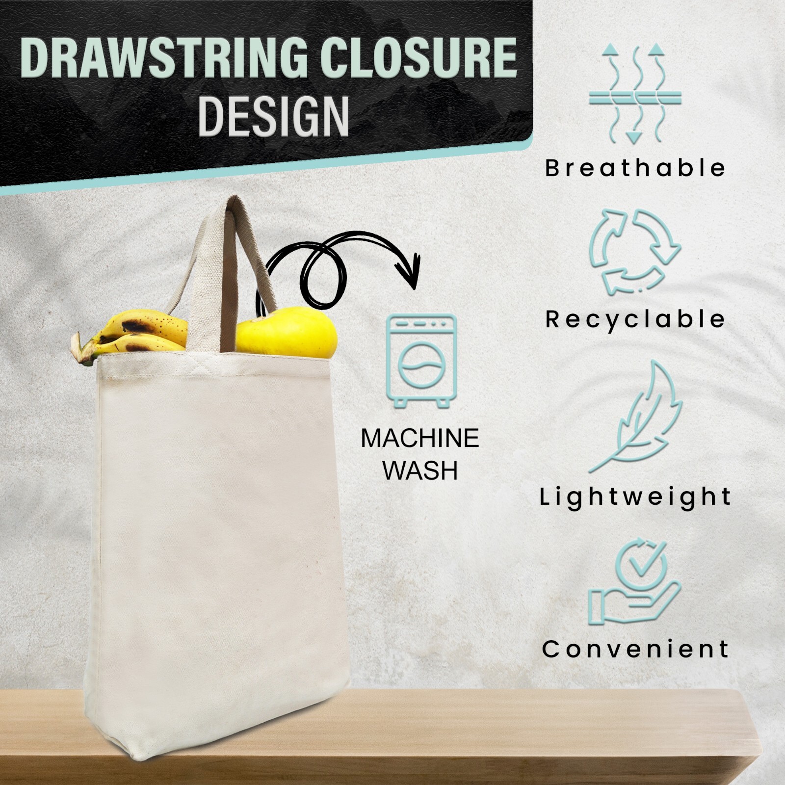 15 x 16.5 x 5 Inches Cotton Canvas Tote Bag Premium Quality with handles