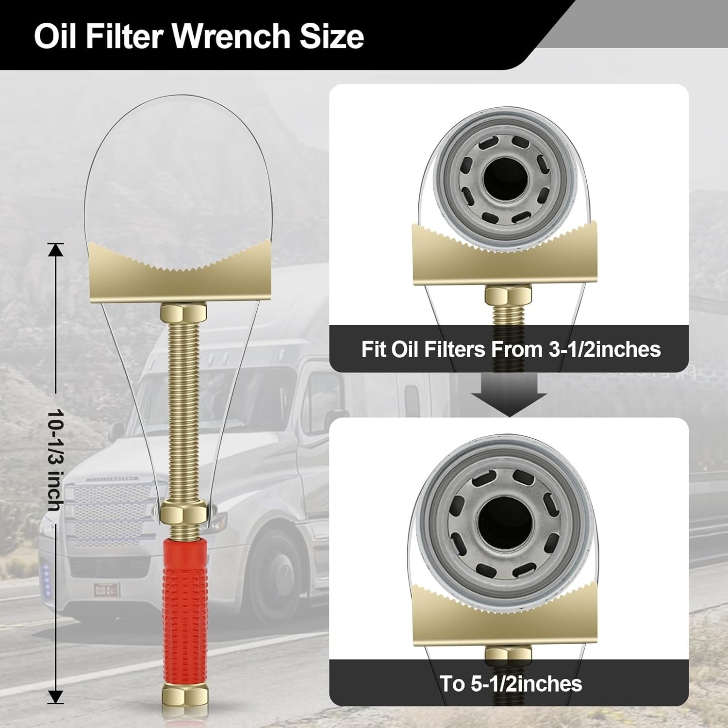 Adjustable Heavy Oil Filter Wrench for Trucks and Excavators, 9-15 cm Diameter