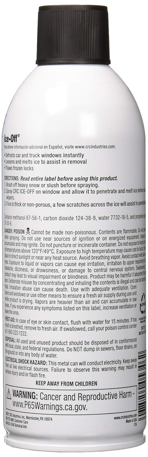 CRC Ice-Off Winshield Spray De-Icer Net Wt 12. oz. (340g) Pack of 2,White