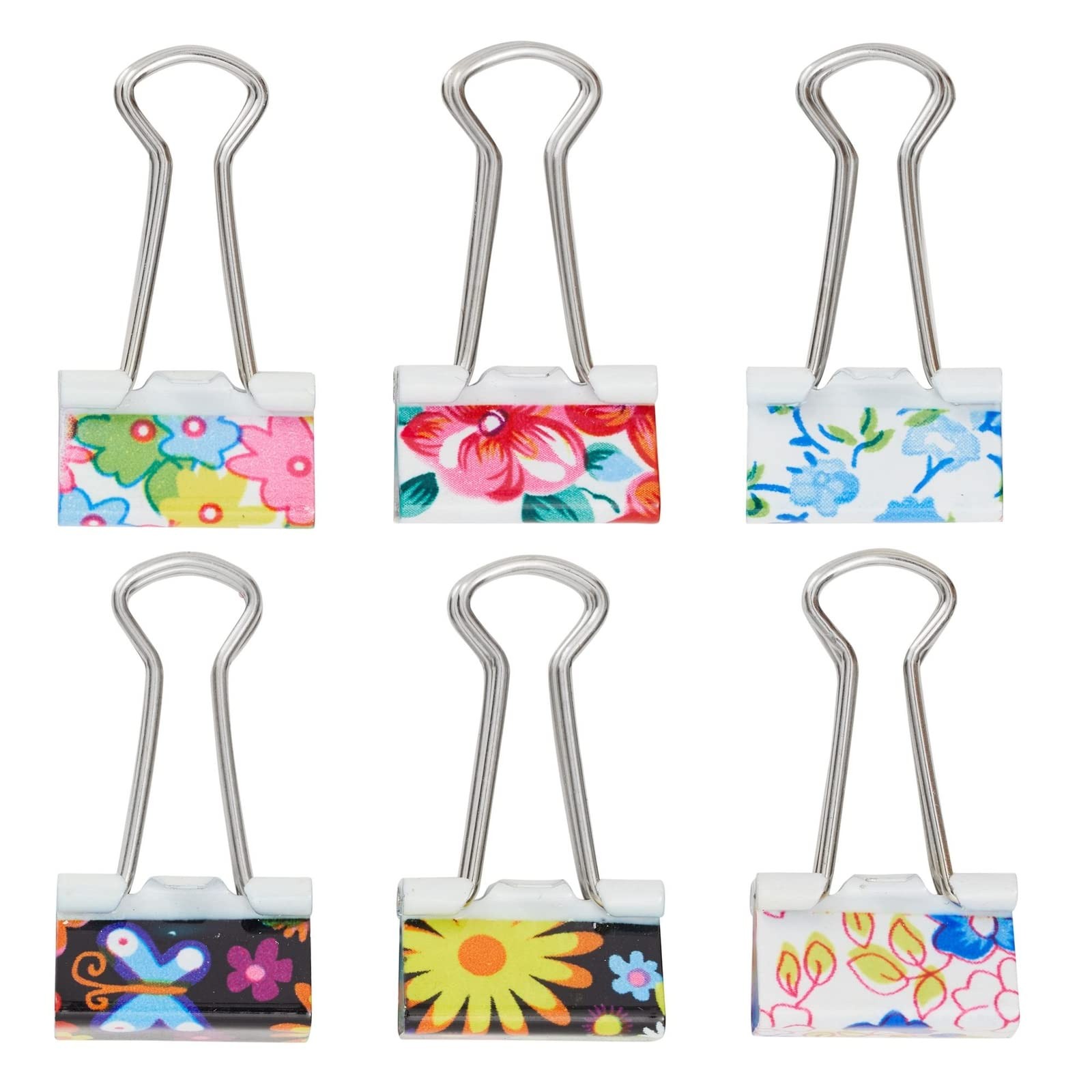 Juvale 40-Pack Small Floral Binder Clips – 1.5 x 0.75in Small, Multicolor