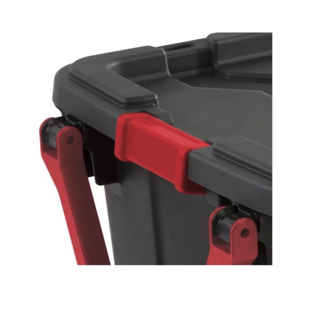 (2 Pack) Sterilite 40 Gallon Wheeled Storage Tote Black Latching Lid Pull Handle