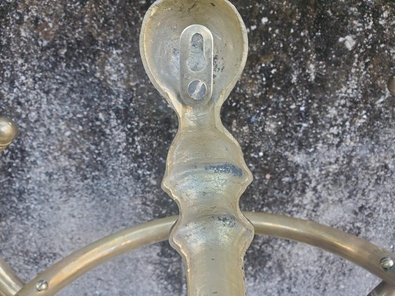 Vintage Brass Coat Rack Art Nouveau Barbershop Style Wall Hooks MCM Regency