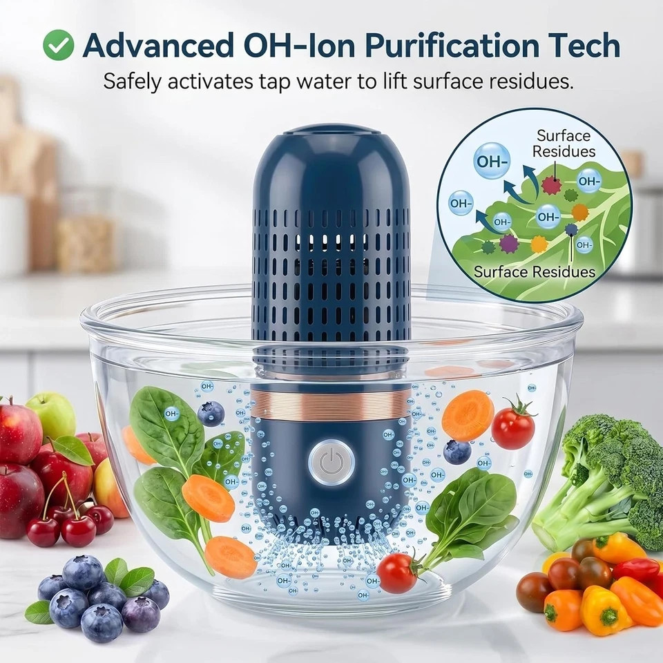 Pure Pod Vegetable Cleaner – Wireless Rechargeable Fruit and Produce Washing Mac