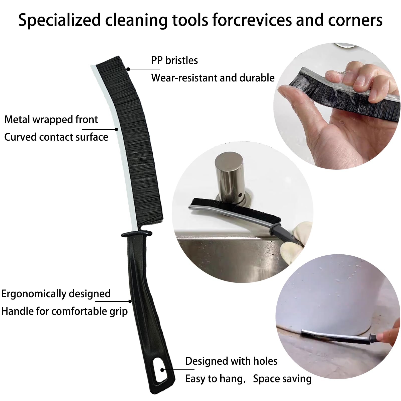 7 Pcs Multi-Purpose Crevice Cleaning Brush Tool for Stubborn Kitchen Grease S…