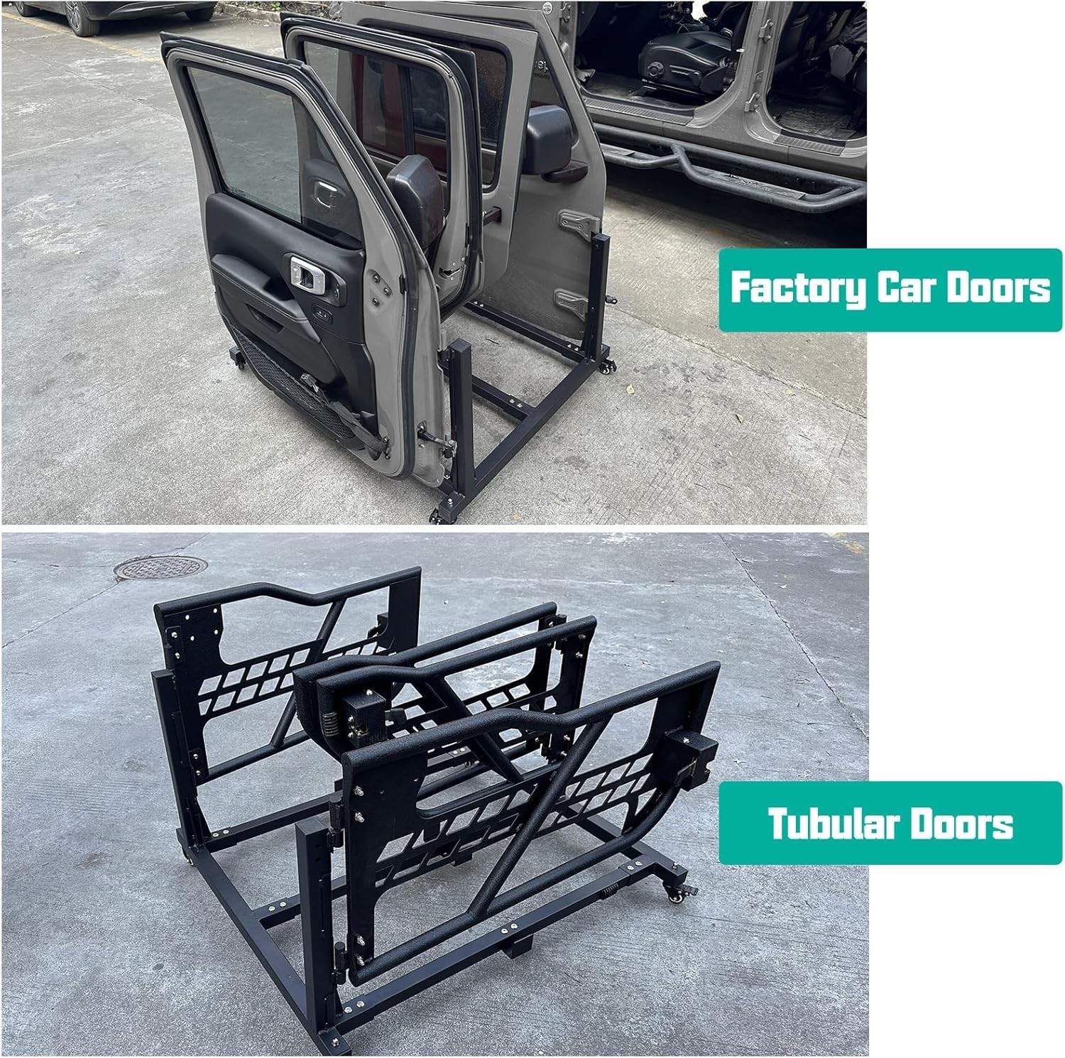 Sliding Door Storage Hanger Rack with Dust Cover Movable Car Door Holder Cart Co