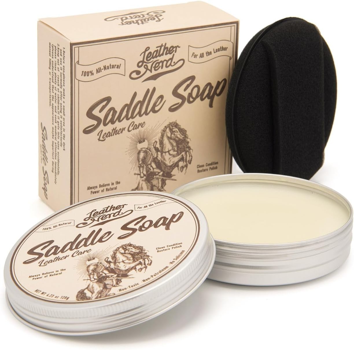 Deep Cleaning Saddle Soap with Sponge – 4.23 Oz – Restore & Protect Your Leather