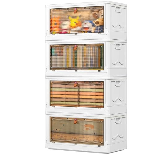 YFXCVSL 4 Tier Plastic Storage Bins with Lid 23QT, Stackable Storage Bins |