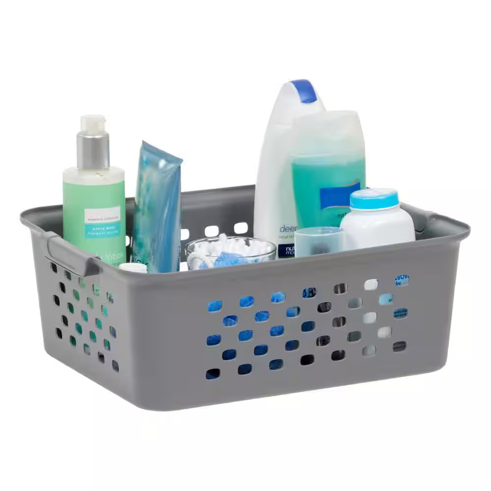 13.8 Qt. Medium Organizer Storage Basket, Gray