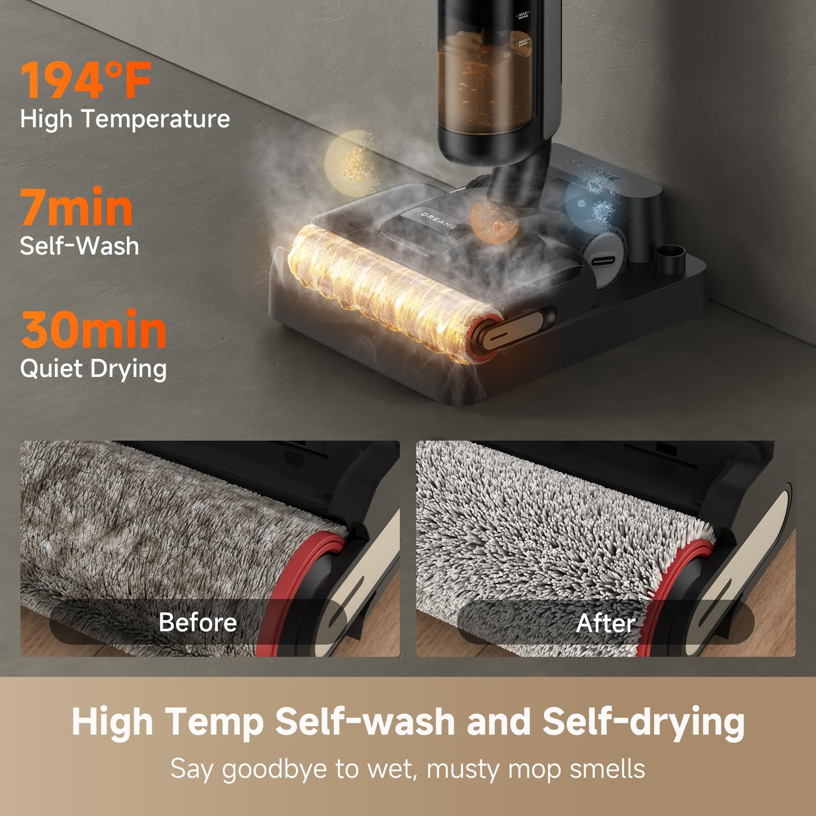 DREAME H12 Pro Gen2 Vacuum Mop, 0 Tangle Wet Dry Vacuum Cleaner