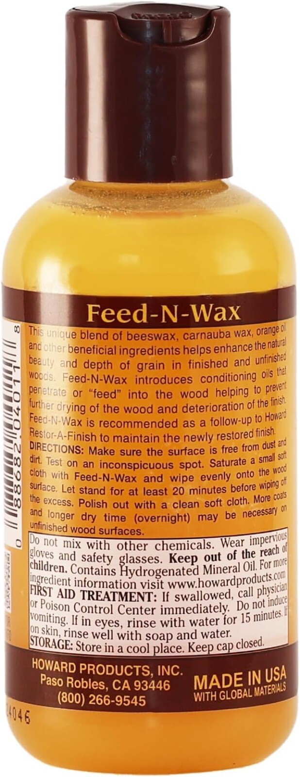 Howard FW0004 Feed-N-Wax Wood Polish and Conditioner, 4.7-Ounce