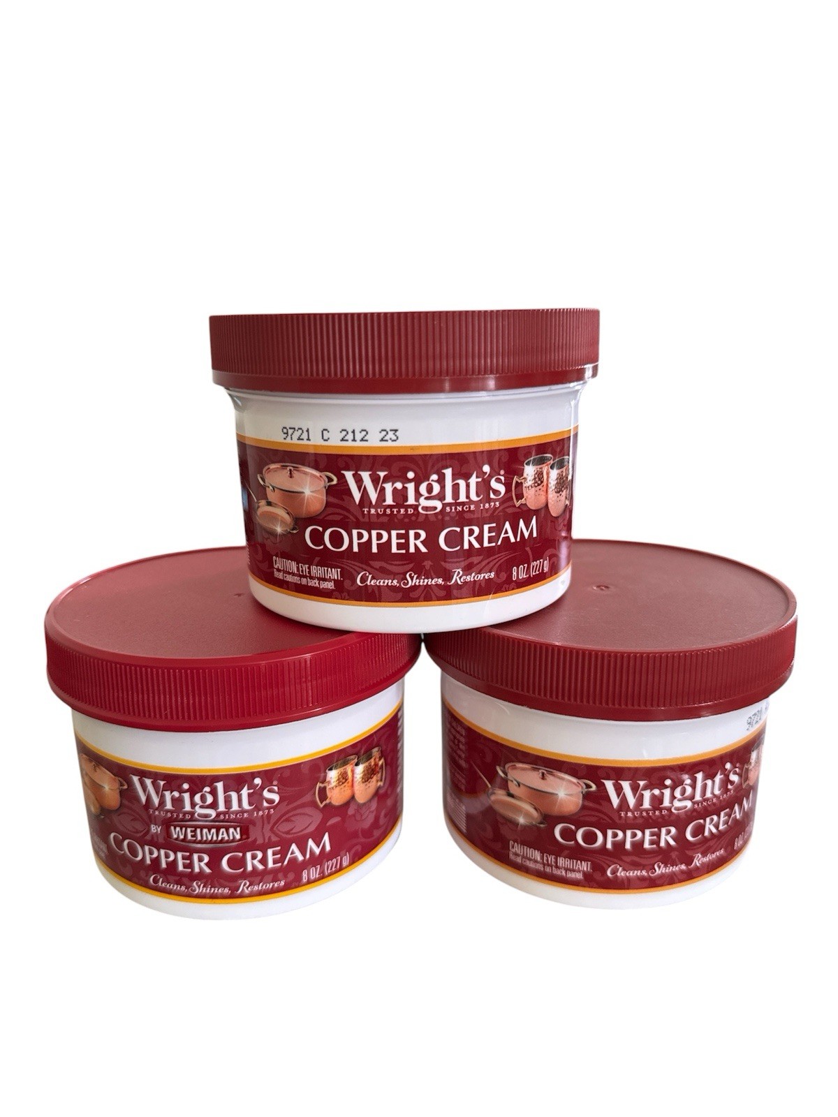 Wright’s Copper Cream Cleans, Shines, Restores 8oz New Pack of 3