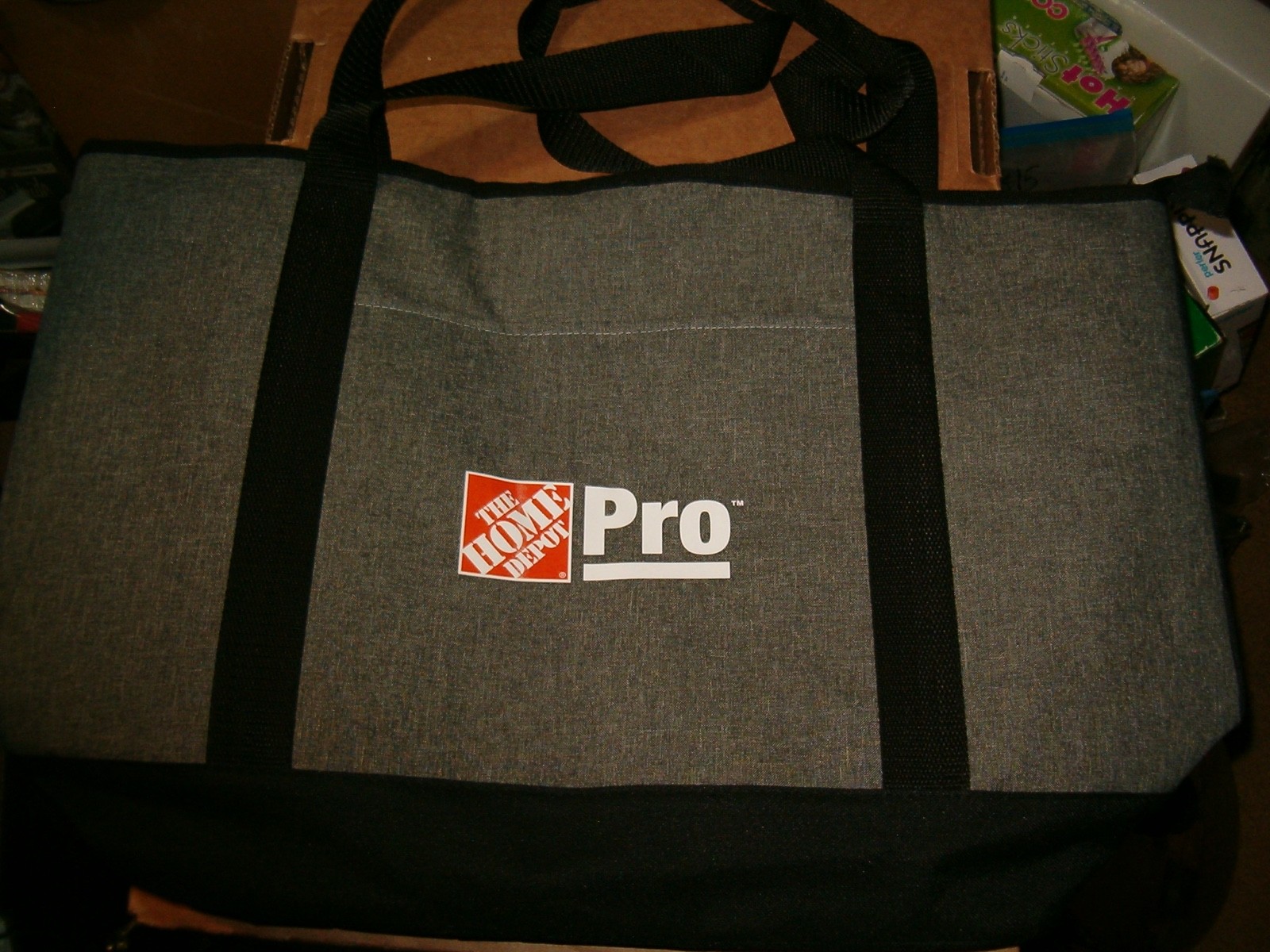 Home Depot Pro Insulated Tote Bag Gray Black Reusable Grocery Shopping Bag