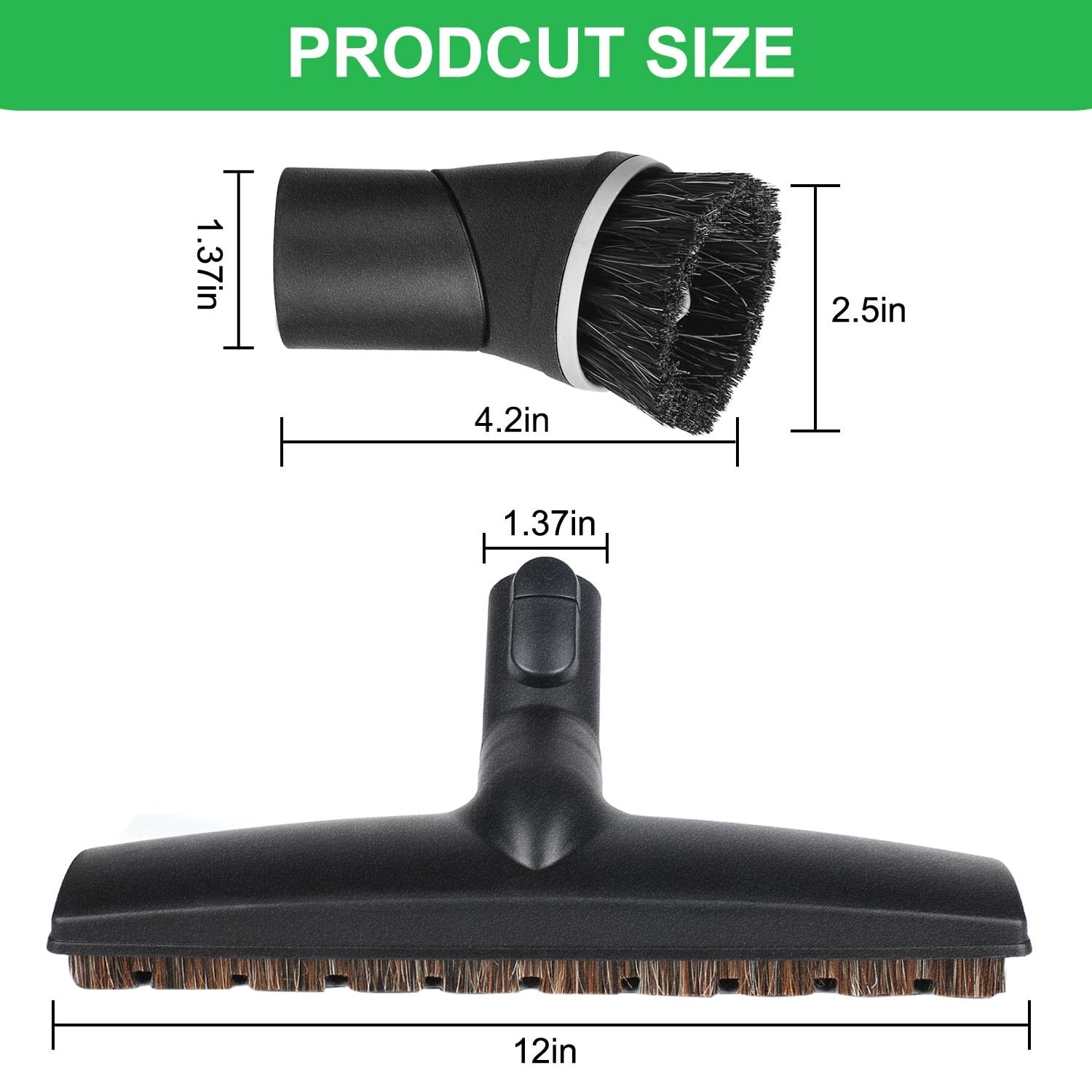 2-Piece 35mm Vacuum Attachments Set – Soft Bristles, Abrasion-Resistant, Strip R