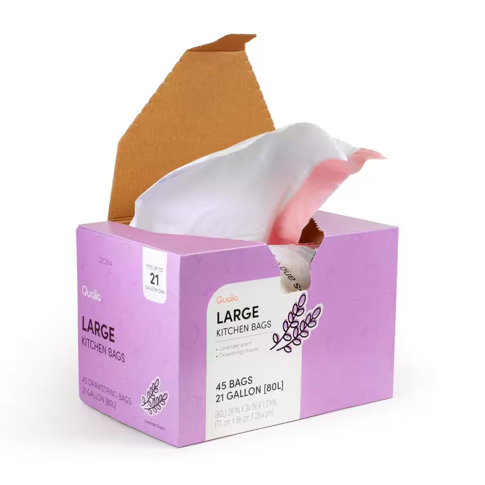 21 Gal./80 L Lavender Scented Drawstring Closure Trash Bags Liners (45-Count)