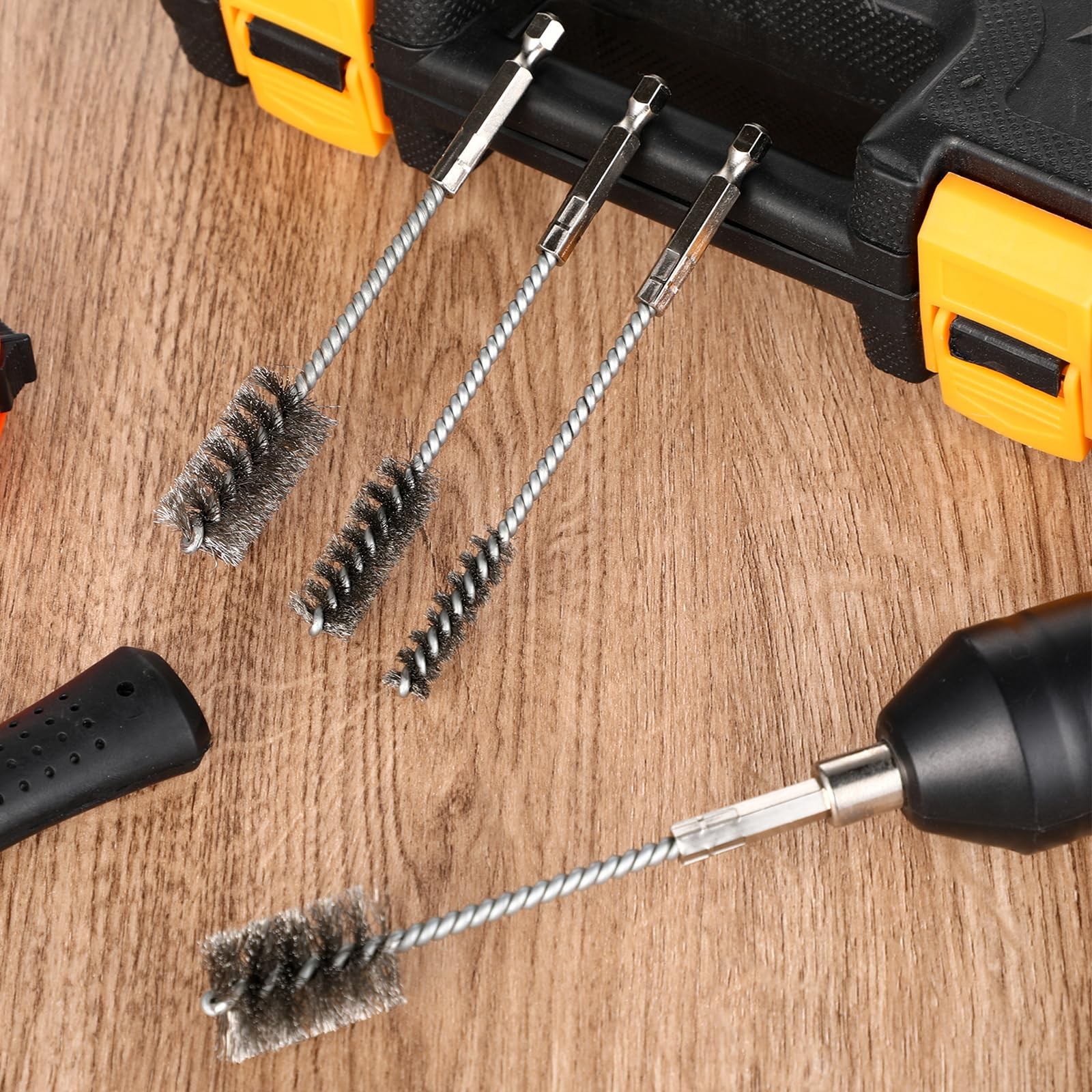 4 Pcs Stainless Steel Wire Brushes for Drill Stainless Steel Bore Brush Set