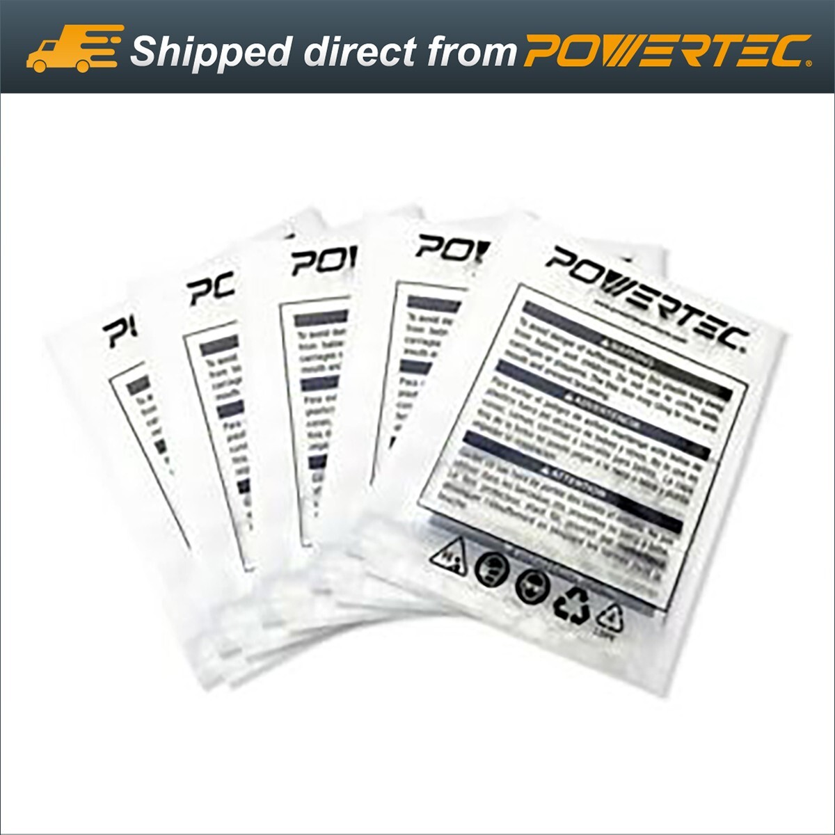 POWERTEC 70009 Clear Plastic Dust Collection Bag, 19-1/2 Inch Dia x 33-Inch, 5PK