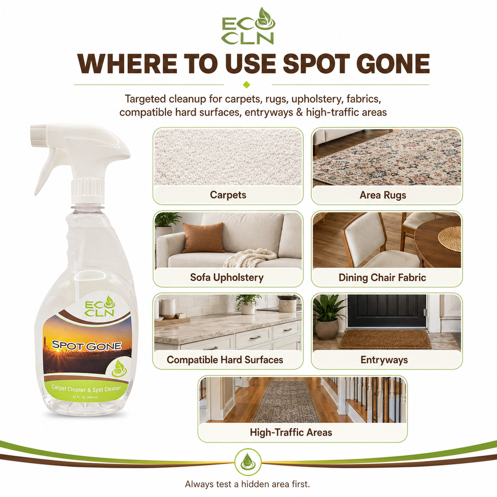 Eco Cln Spot Gone Carpet & Upholstery Stain Remover Spray 32 oz 3-Pack