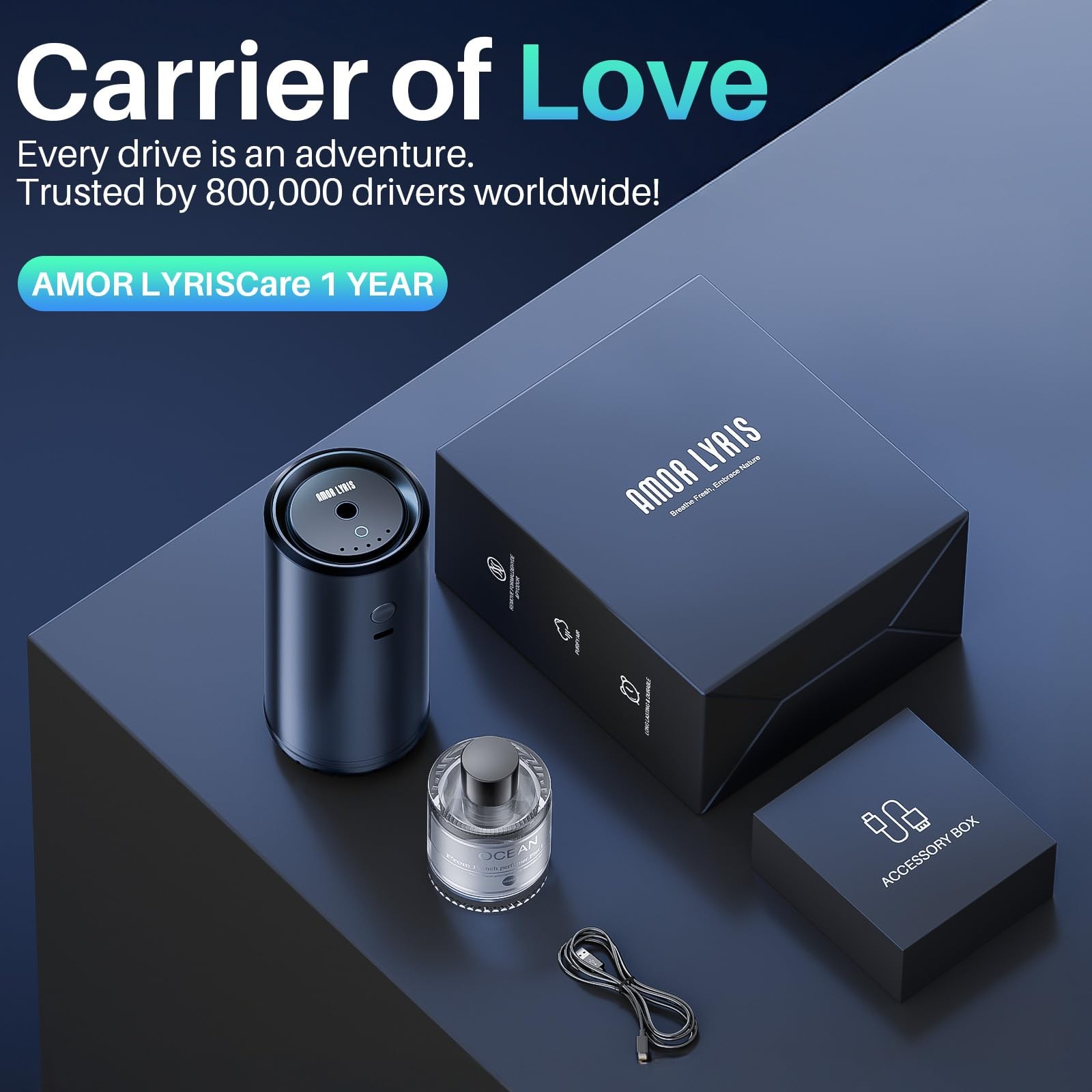 Car Air Freshener Diffuser with 100ml Perfume, 6Months Lasting, RGB Light
