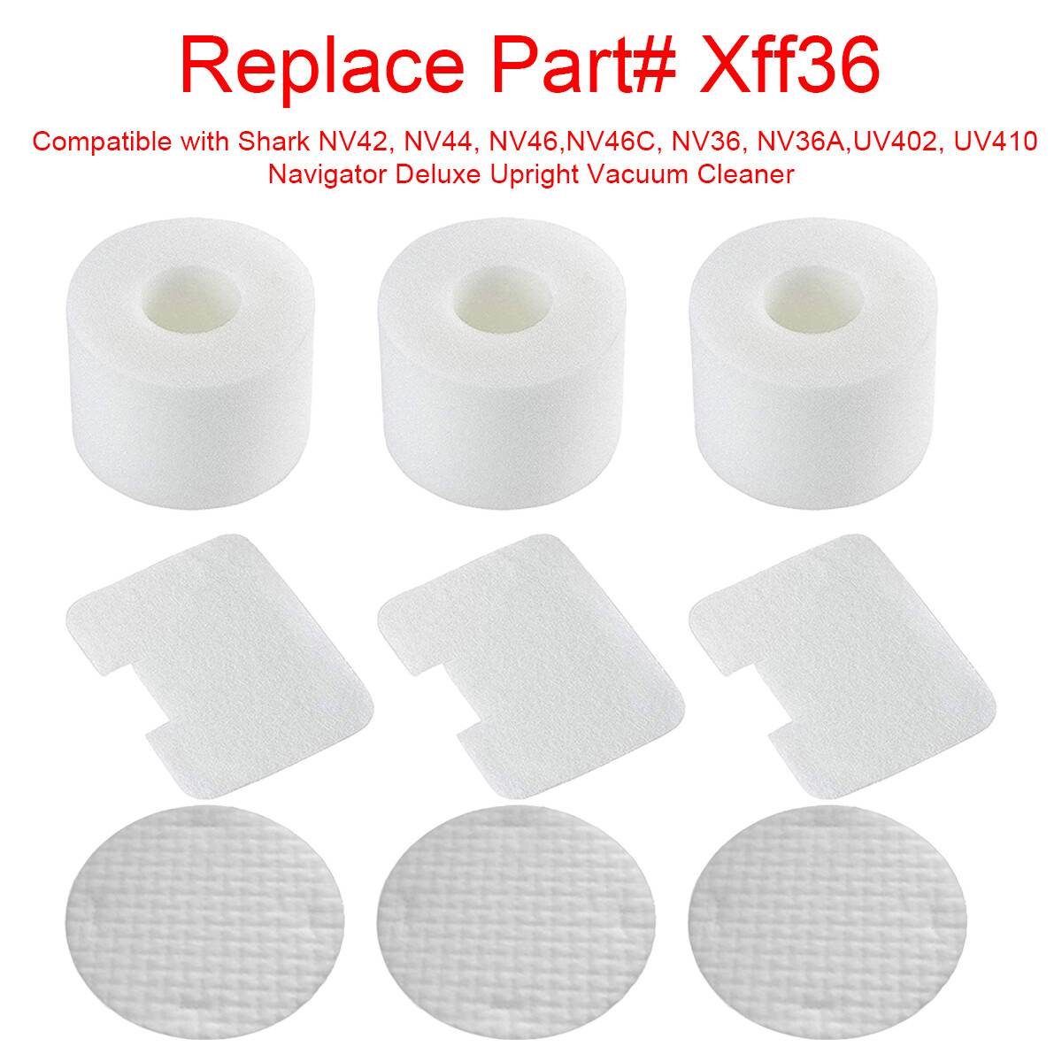1/4 pack Filter Kit for Shark Navigator NV36 NV42 NV44 NV46 UV410 Deluxe Vacuum