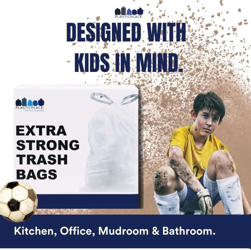 Plasticplace 18 Gallon White Trash Bag, 2.0 Mil, 25.5” x 28” (80 Count)